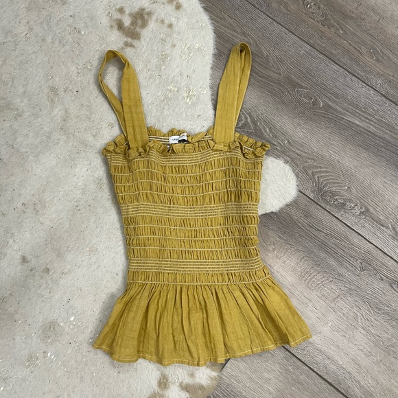 Urban Outfitters Tops - Urban Outfitters yellow smocked ruffle tank
